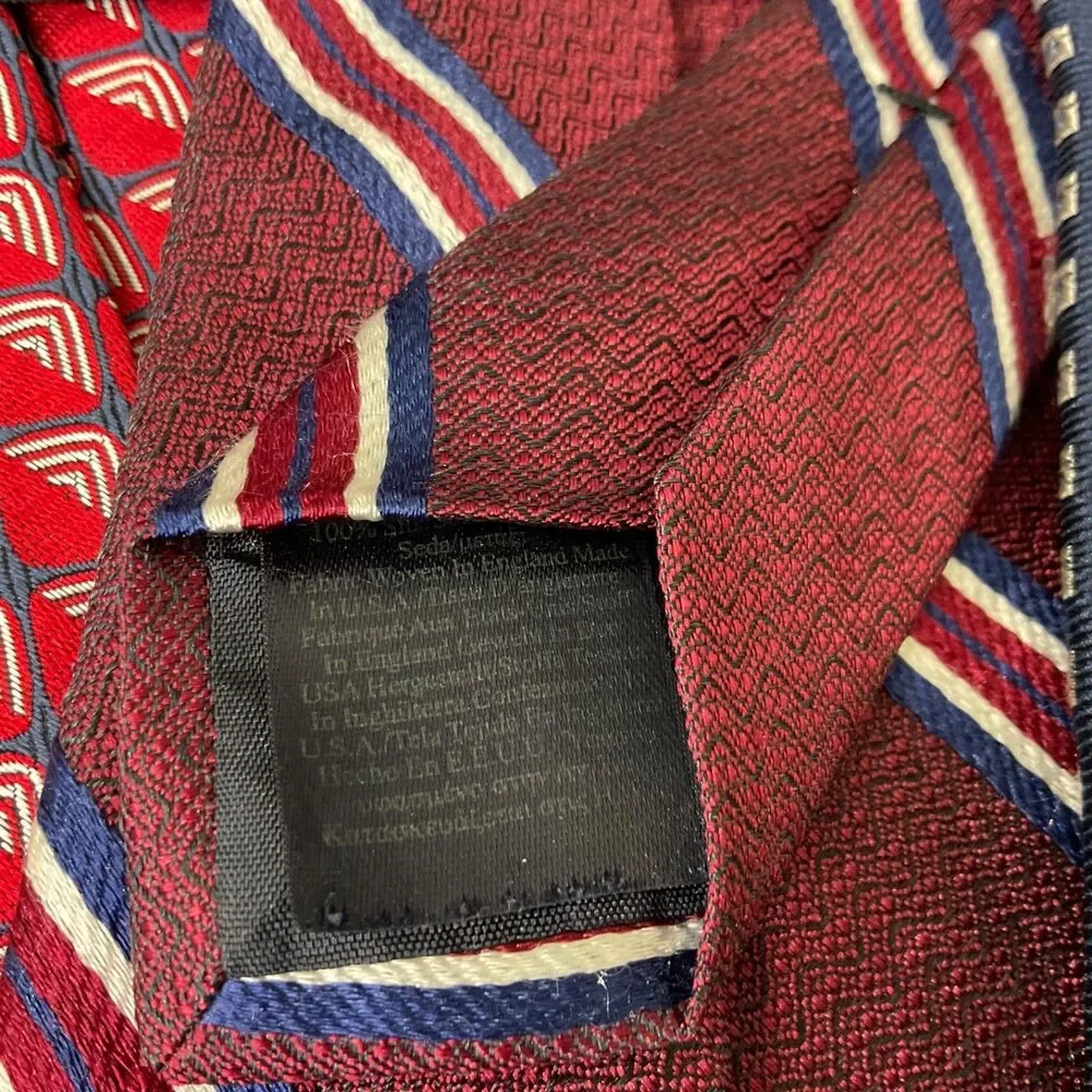 Lot Of 3 Brooks Brothers Makers 346 Ties Silk Striped Foulard 2- USA / England